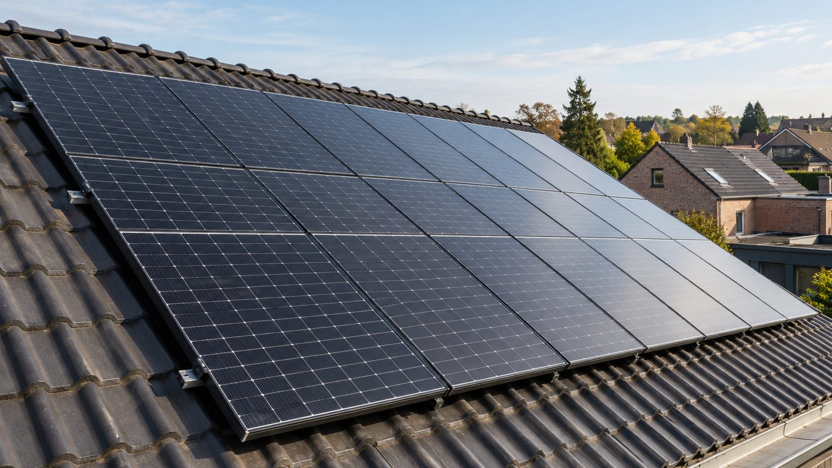 Zonnepanelen op een hellend dak